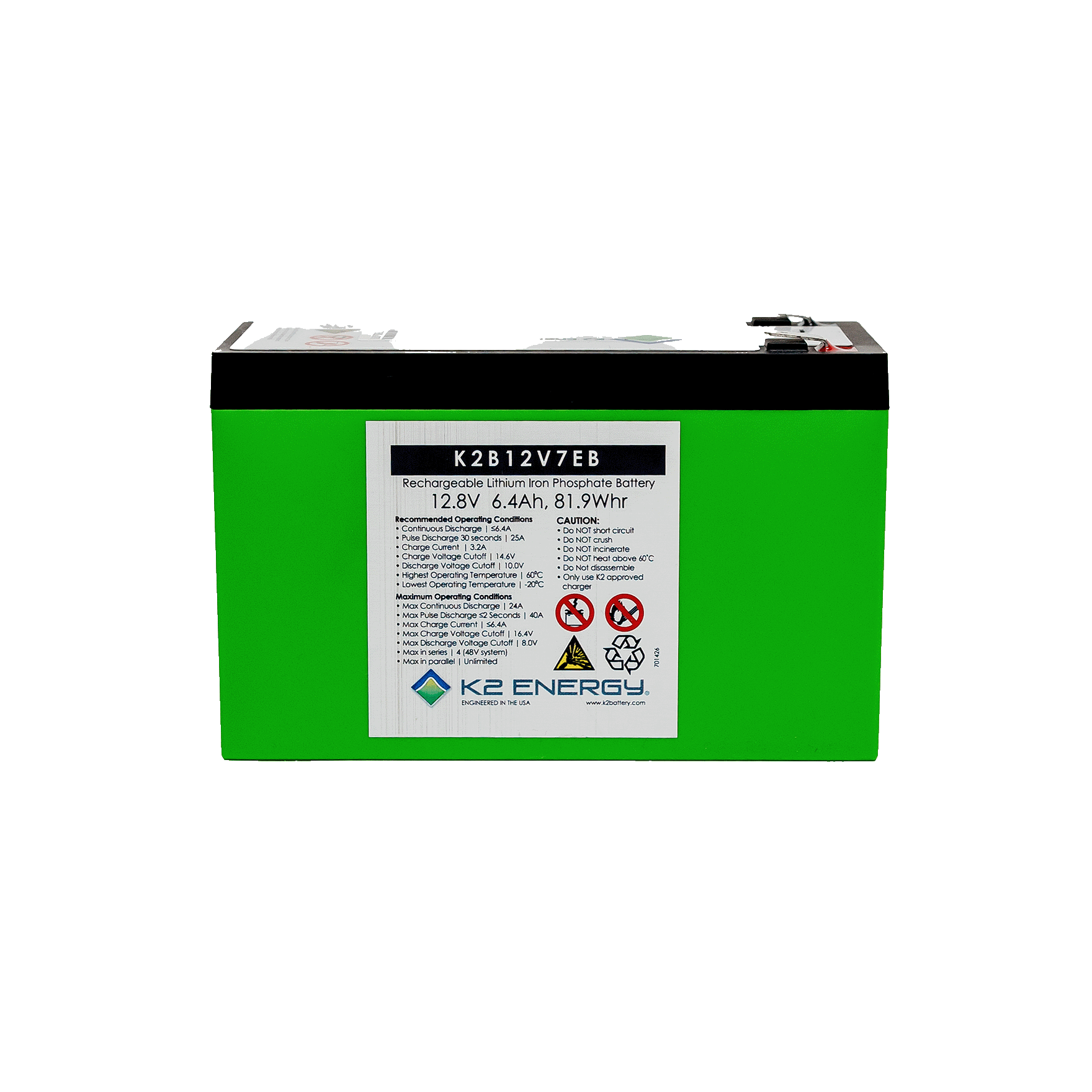 12V 7Ah K2B12V7EB Lithium Iron Phosphate Battery